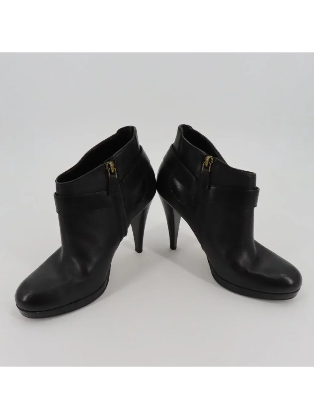 Cole Haan 6.5 B Women Kennedy Solid Black Leather Platform Ankle Boots Booties